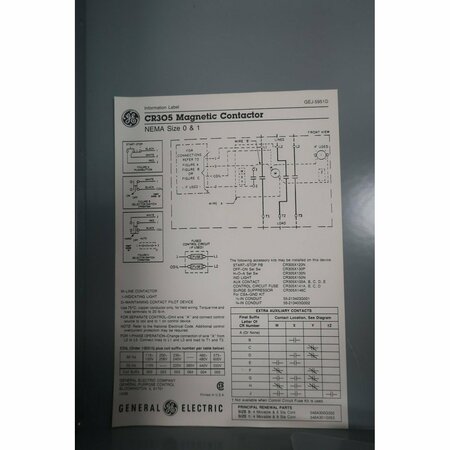 Ge Size 1 Magnetic Contactor 115-120v-ac 27a 10hp CR305C102